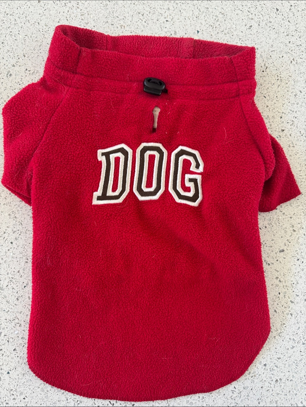 Red Fleece Dog Shirt with Bold DOG Lettering